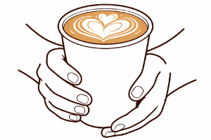 テイクアウト_ラテアート手元